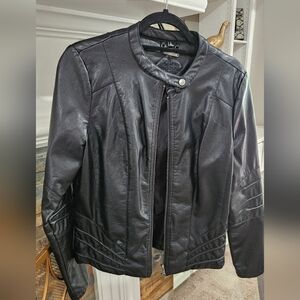 Women's Black Faux Leather Jacket - L